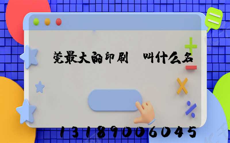 東莞最大的印刷廠叫什么名